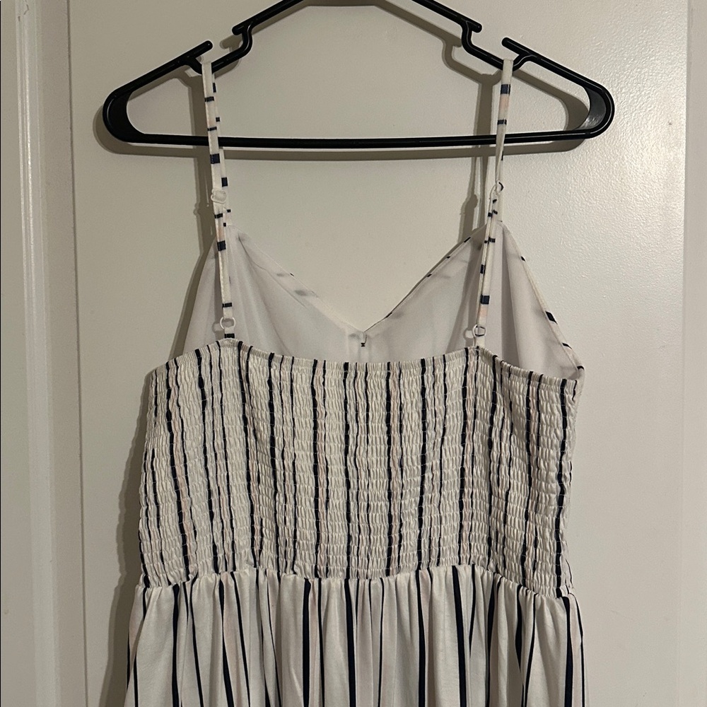 Striped Faux Button-Down Dress with Pockets - Picture 4 of 6